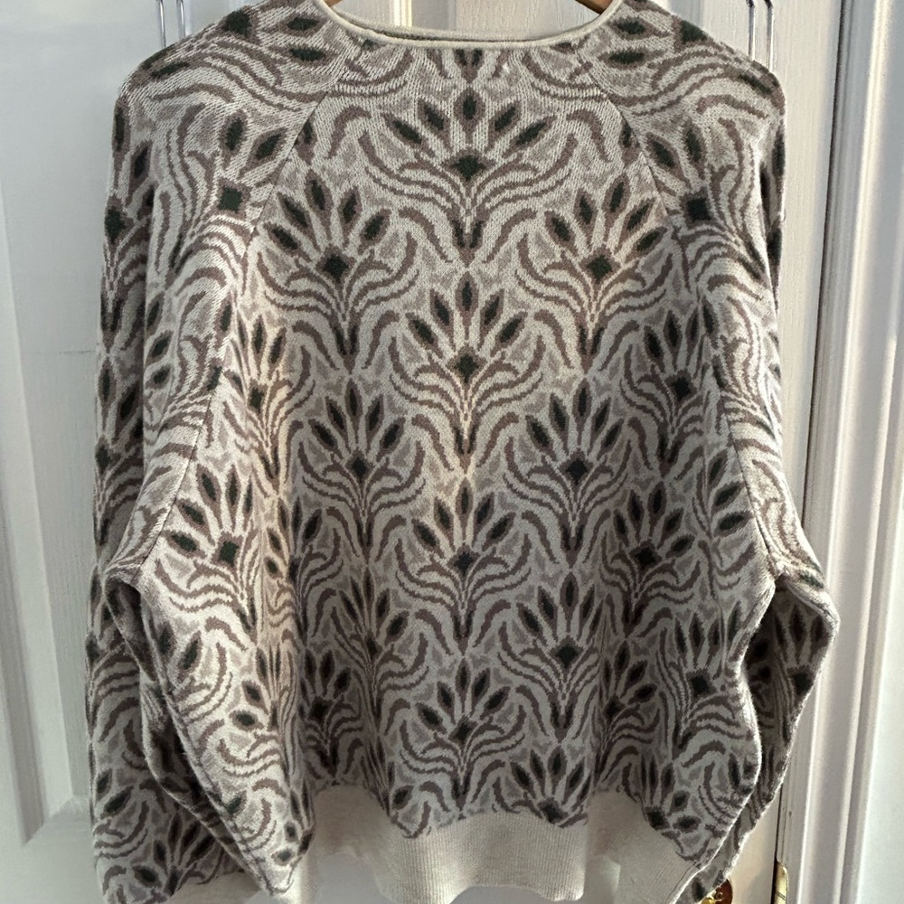 Reitmans Patterned Sweater - Cream and green